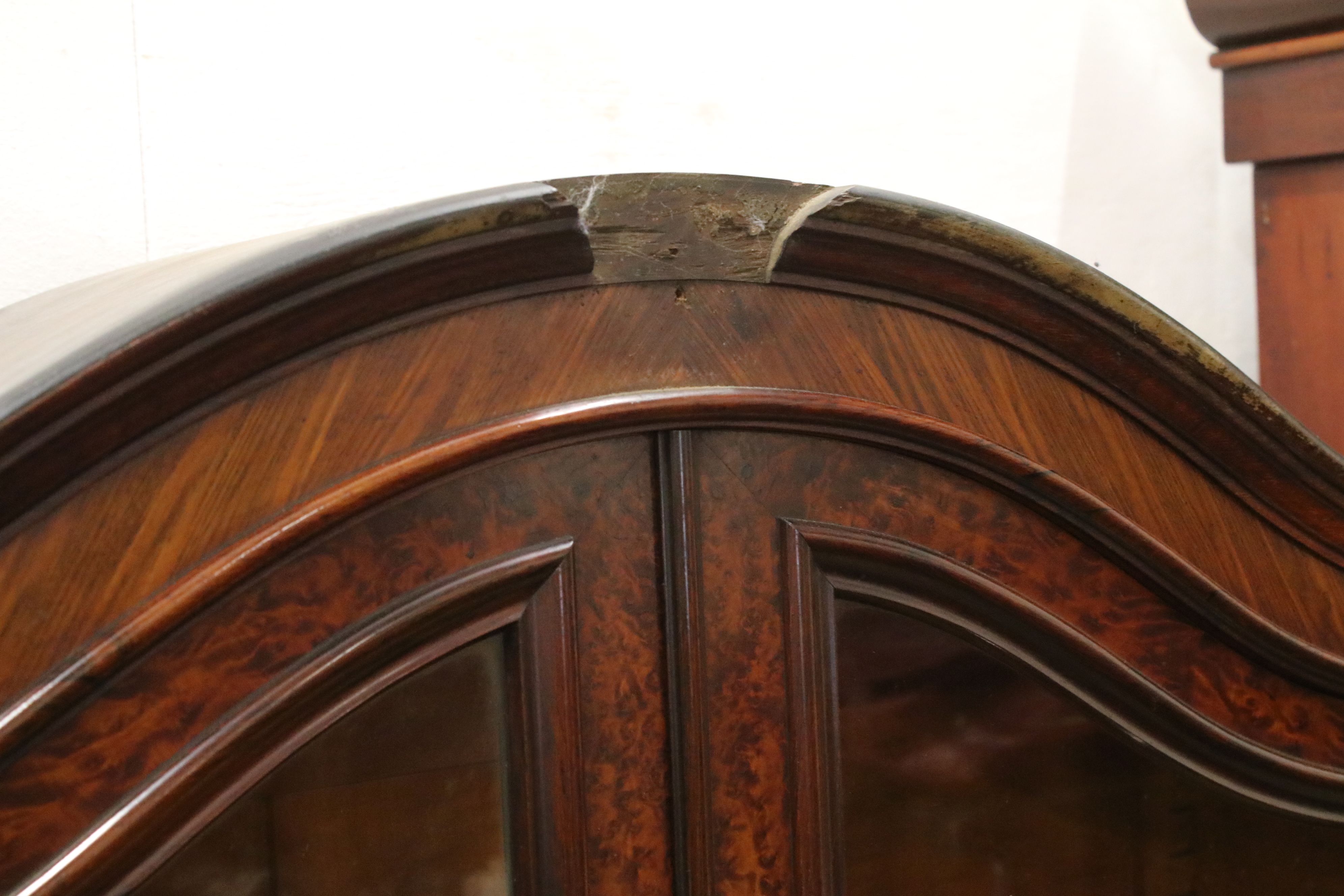 19th century style French Burr Wood Bureau Bookcase, the upper section with two glazed doors opening - Image 8 of 9
