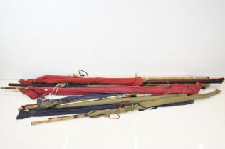 Collection of assorted fishing rods and poles to include a dyna -carp 950 pole, a sylstar systeme,