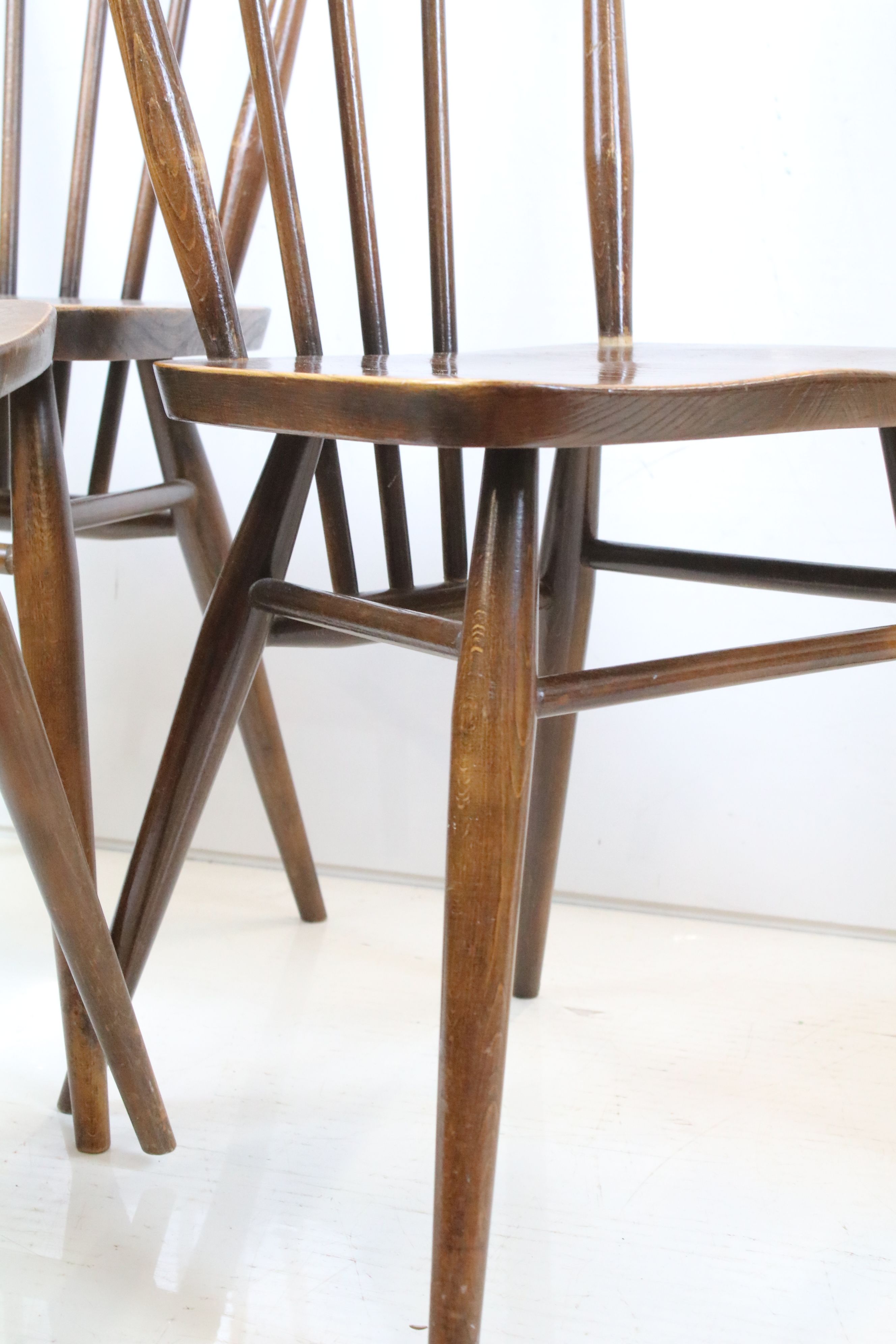 Set of Four Ercol Elm and Beech Dining Chairs, model 391, each chair 77cm high x 40cm wide - Image 4 of 5