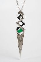 Silver Enamel and Gem set Art Deco style Necklace