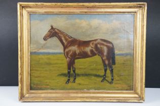 Albert Clark (19th Century British School) - oil on canvas painting depicting racing horse