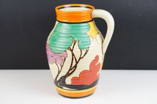 Clarice Cliff for Newport Pottery Bizarre Fantasque ' Green Autumn Isis ' pattern single handled