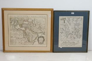 Two framed maps to include a New Map of the Islands of the Aegean Sea (label to verso specifies