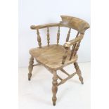 19th century style Elm Seated and Beech Tub Chair with turned spindle back, 79cm high x 64cm wide