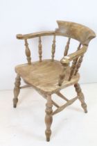 19th century style Elm Seated and Beech Tub Chair with turned spindle back, 79cm high x 64cm wide