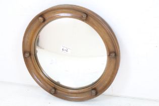 Regency style Wooden Framed Circular Convex Mirror with applied balls, 38cm diameter