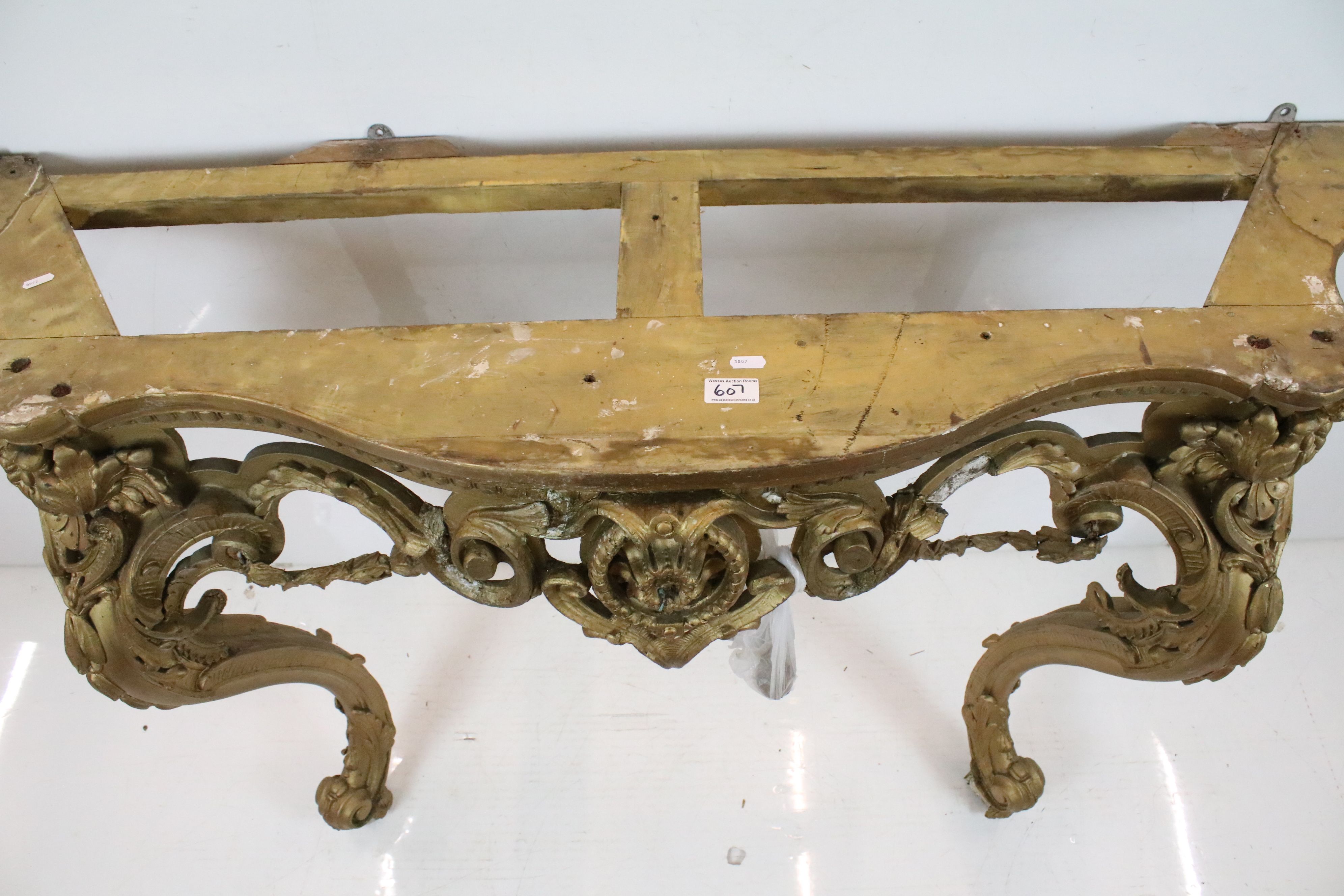 19th century Giltwood Console Table in the Louis XVI style with marble top, 85cm high x 142cm wide x - Image 11 of 14