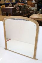 Large 19th century style Pine Framed Domed Top Overmantle Mirror, 123cm x 125cm