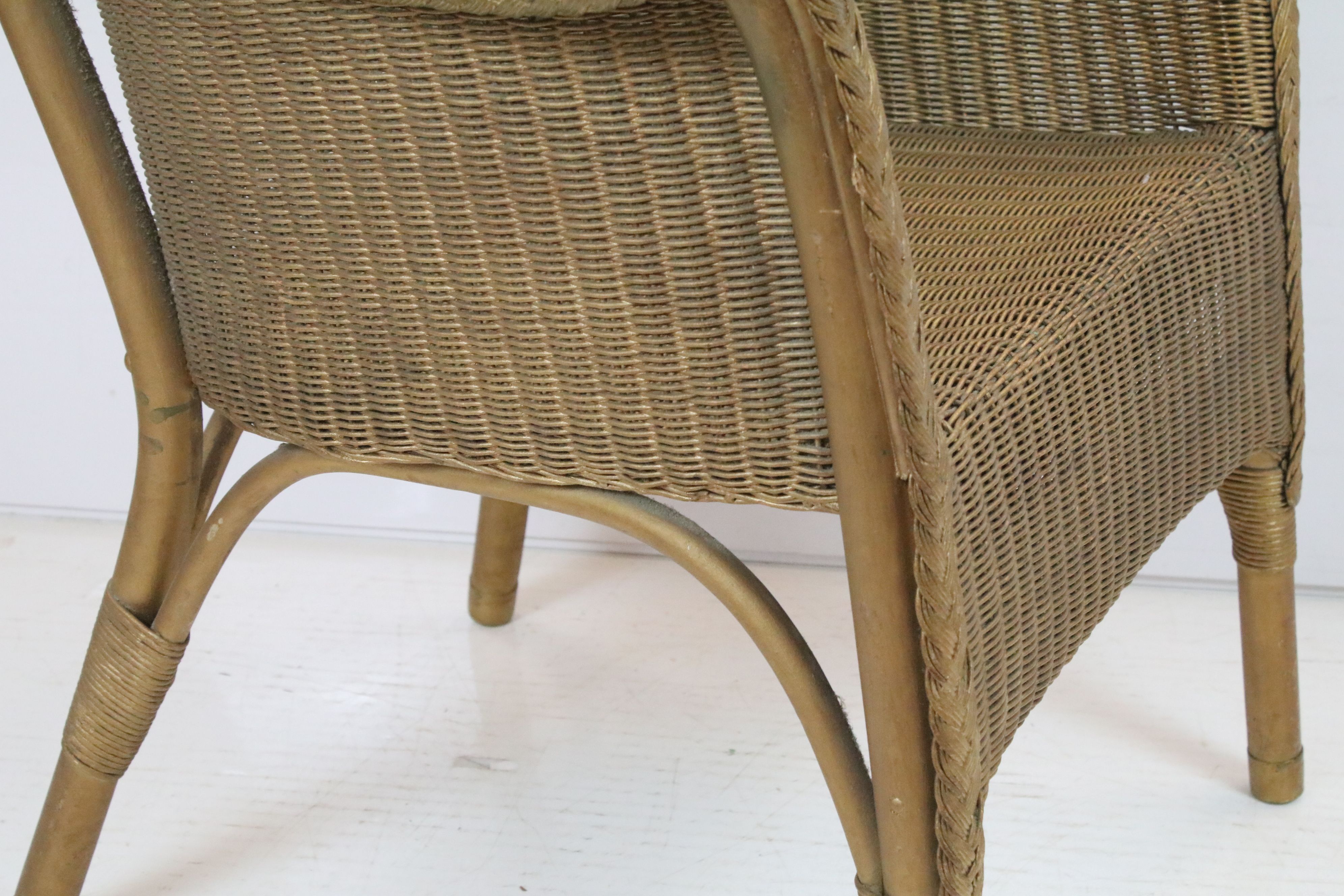 Lloyd Loom Tub Chair with gold finish and label to base, 68cm high x 53cm wide - Image 3 of 4