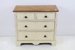 Painted Pine Chest of Two Short over Two Long Drawers, 82cm high x 91cm wide x 42cm deep
