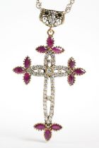 Silver and Gem set Crucifix, cased