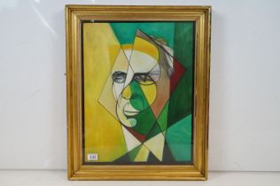 Framed Oil Painting Portrait of Man's face in abstract, 53cm x 41cm