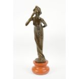 Bronze Figure of an Art Deco style Lady on a stepped base, approx 21.5cm tall