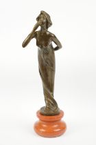 Bronze Figure of an Art Deco style Lady on a stepped base, approx 21.5cm tall