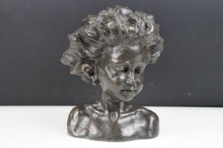 Ronald Moll ' Arabella ' bronze resin bust, ltd edn no. 73/750, approx 20cm tall