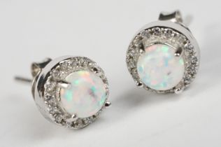 Pair of Silver and Opal Stud Earrings