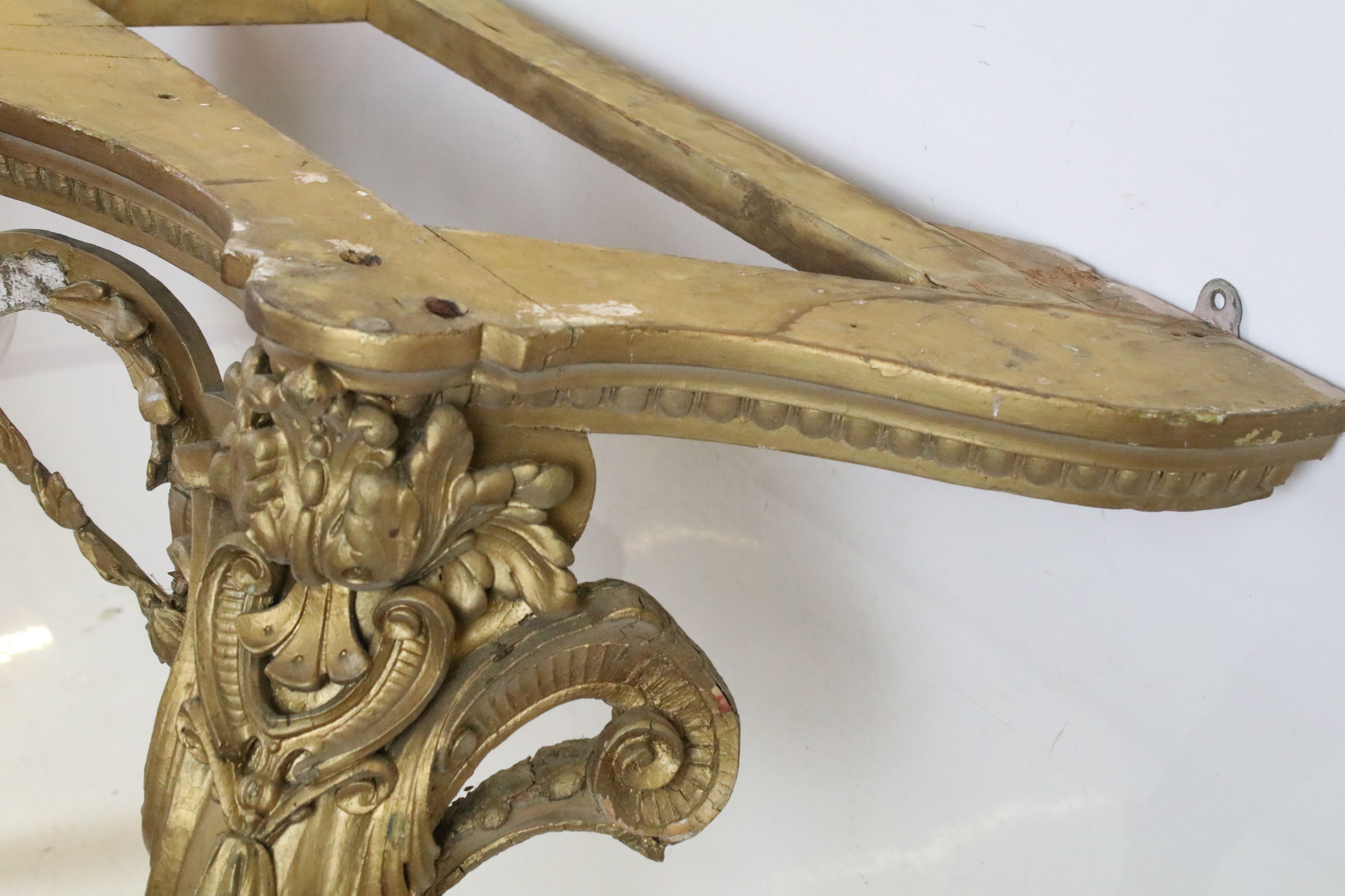 19th century Giltwood Console Table in the Louis XVI style with marble top, 85cm high x 142cm wide x - Image 13 of 14