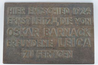 Bronze Memorial Plaque ' Ernest Leitz 1924 ' for Leica Cameras
