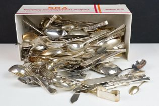 A large collection of mainly silver plated cutlery.