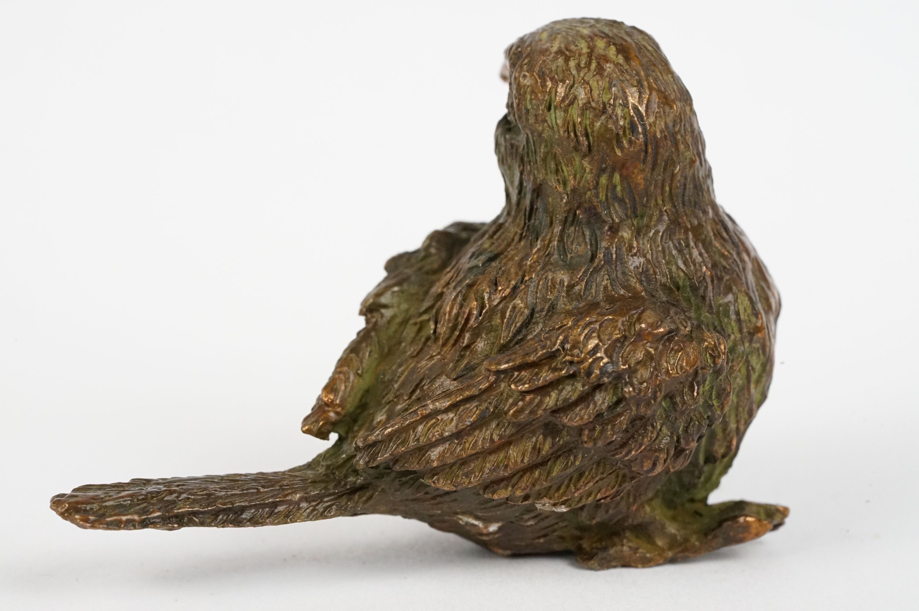 Japanese Bronze figure of a Sparrow bird, approx 5cm long - Image 3 of 5