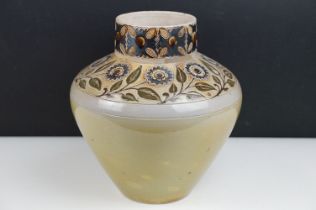 Martin Brothers stoneware vase by Robert Wallace Martin, with incised floral decoration, dated 3.2.