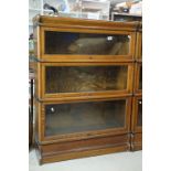 Early 20th century Globe Wernicke Oak Three Section Modular Bookcase, each section with plain glazed