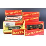 Eight boxed Hornby OO gauge Battle Space items to include R670 Twin Ground to Air Missile Site, R725