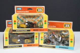 Three boxed Britains Motorcycles model sets to include 2 x 9699 BMW and Speedway 9684, all