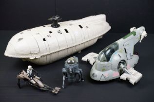 Star Wars - Four original play worn Star Wars vehicles to include Rebel Transport, Slave 1 Boba