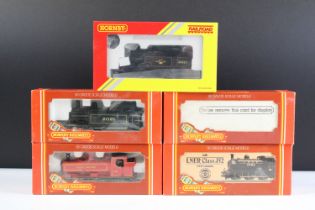 Five boxed Hornby OO gauge locomotives to include R173 GWR 150 0-4-0T, R3953 BR 0-4-0 Locomotive