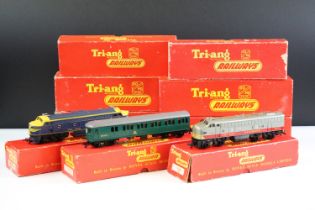Nine boxed Triang OO gauge locomotives & motor cars to include R156 SR Suburban Motor Coach, R55