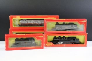 Five boxed Triang Hornby OO gauge locomotives to include R52S 0-6-0 Class 3F Tank Loco black