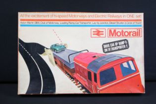 Boxed Triang Hornby Minic OO gauge RMD Motorail train set, appears complete, contains Aston Martin