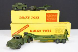 Two boxed Dinky military diecast models to include 660 Tank Transporter and 697 25 Pounder Field Gun