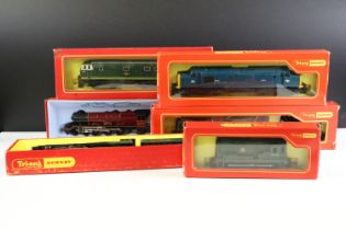 Six boxed Triang Hornby OO gauge locomotives to include R850 BR Flying Scotsman and tender, R751