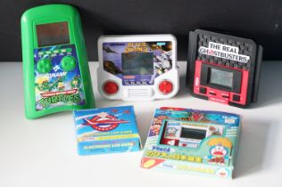 Retro Gaming - Five circa 1990s handheld video games to include Grandstand Sega After Burner, Konami