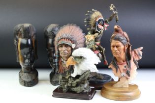 Franklin Mint "Spirit Of The Thunderbird" cast bronze figure of a native American (27.5cm tall),