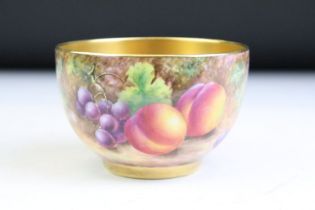 Late 20th century Royal Worcester bowl with gilded interior and berry and fruit decoration,