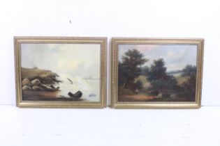 R Mason, landscape scene with figure in the foreground, oil on canvas, signed lower right, 36 x