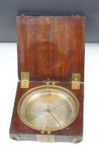 An antique wooden cased compass marked Pattingham to the dial, case measures approx 16cm wide