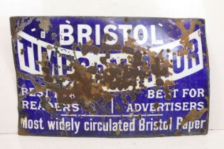 Local Interest - Enamel Advertising Sign ' Bristol Times & Mirror, mostly widely circulated