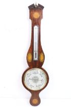 Early 19th century Mahogany Inlaid Banjo Barometer, 97cm high