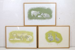 Brian Britton, set of three limited edition prints, comprising, White Park Cattle, number 16/30,