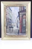 Edith Mary Garner (1881-1956) Watercolour City Gents strolling through a passageway, signed, 34cm