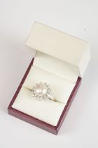 Silver CZ and Pearl Dress Ring