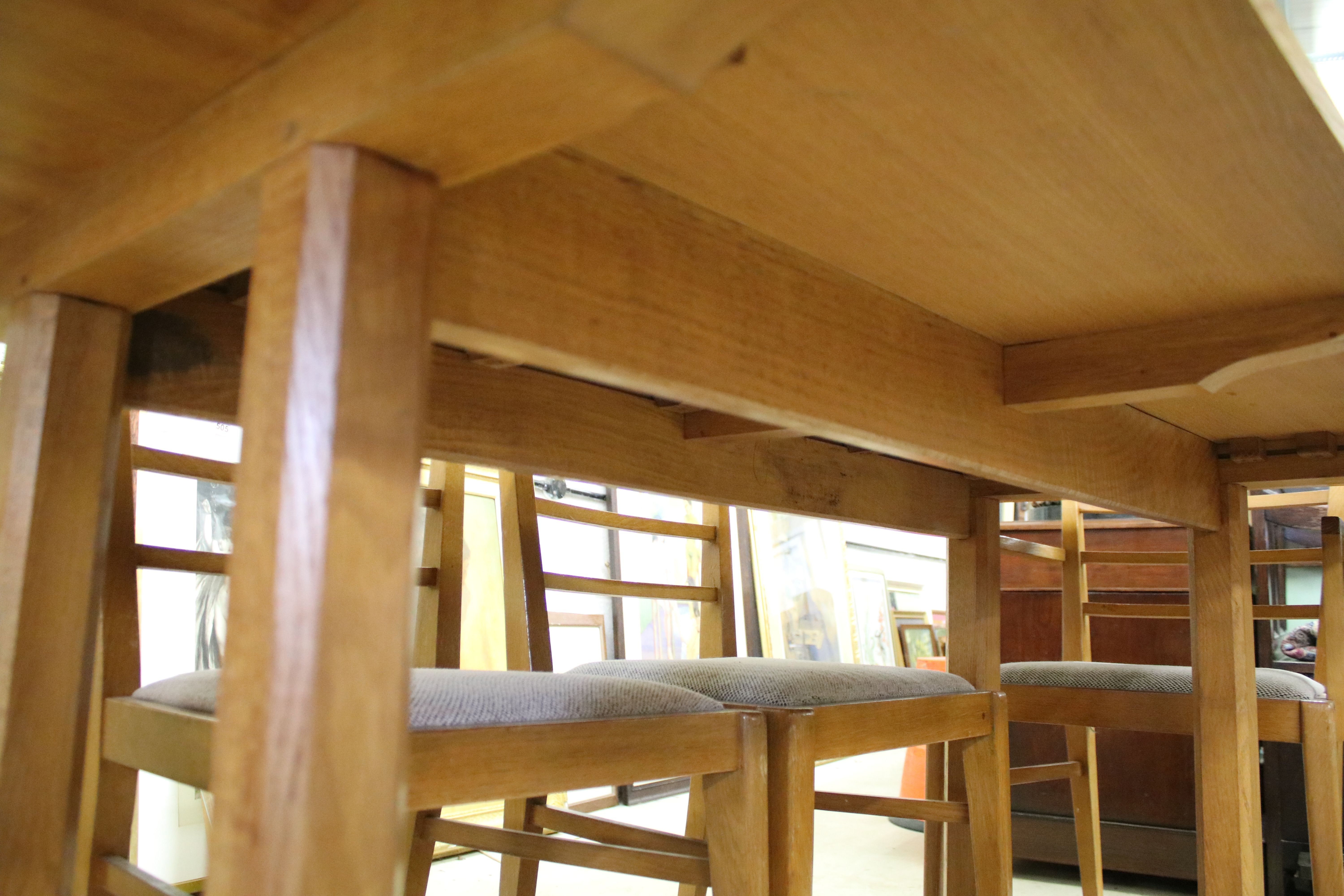 In the manner of Heals of London, Pale Oak Rectangular Dining Room Table with chamfered edge, raised - Image 5 of 15