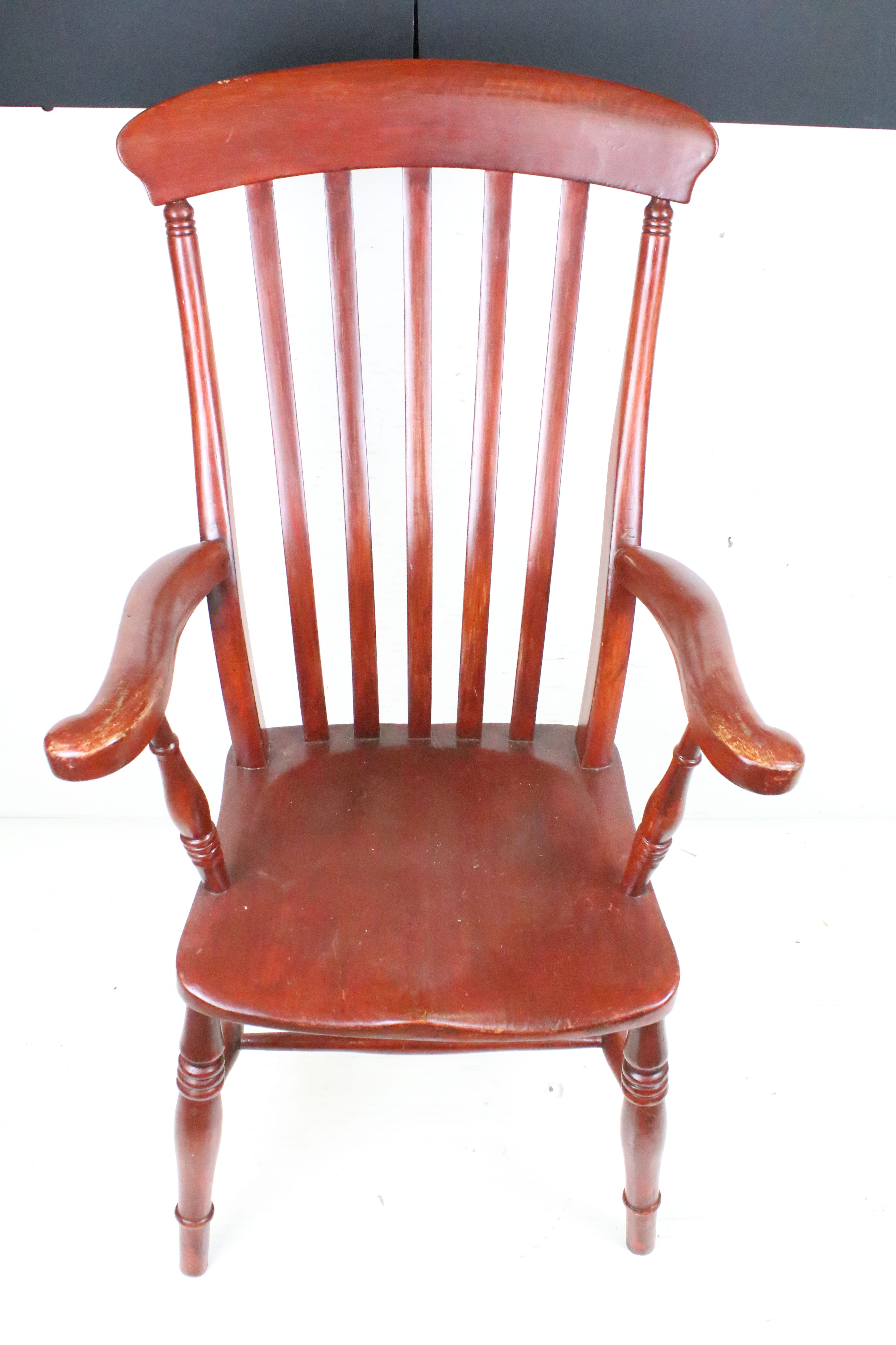 19th century Elm Seated Lathe Back Windsor Elbow Chair, 113cm high x 60cm wide x 53cm deep - Image 2 of 4