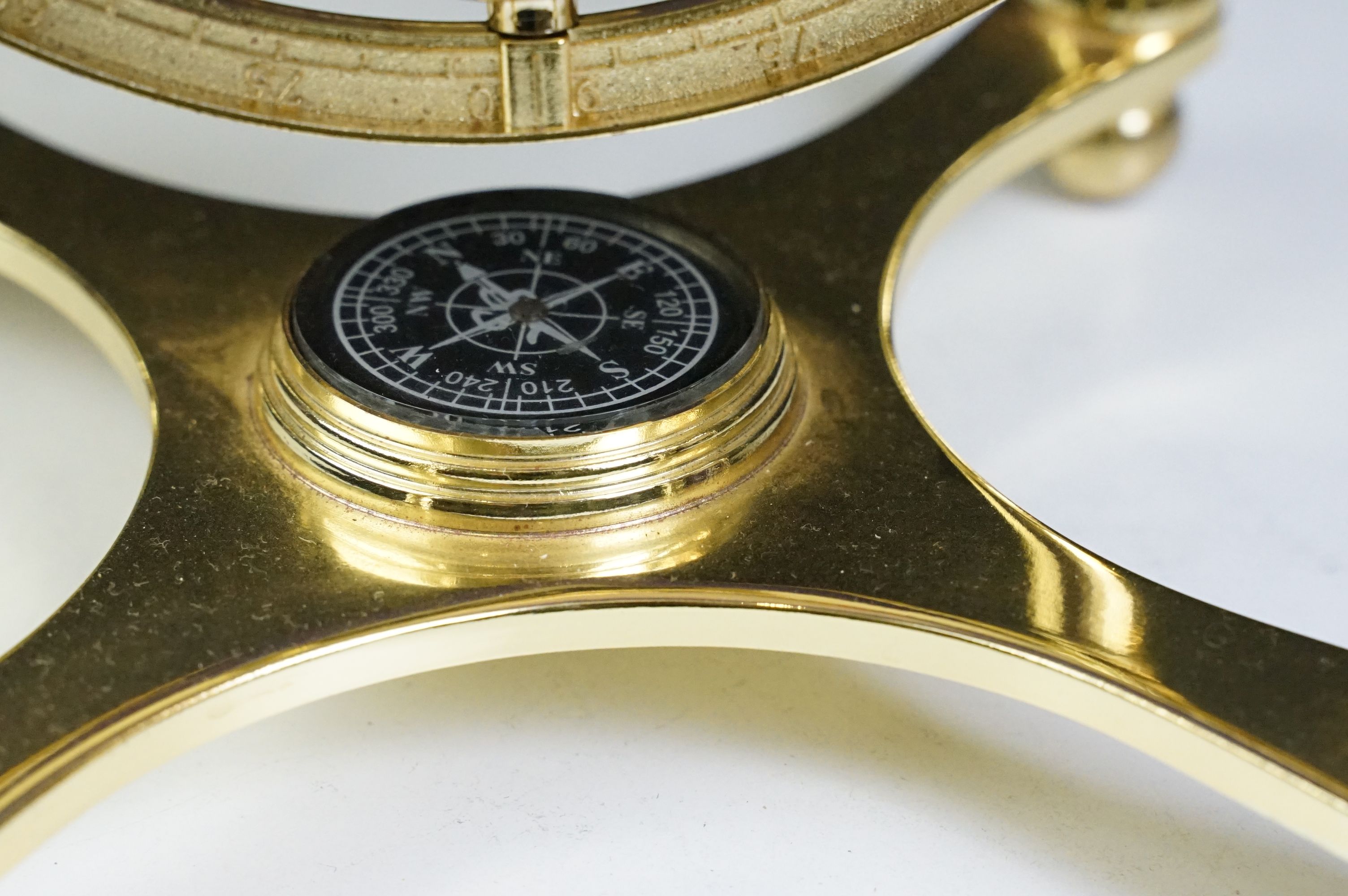 Two gemstone globes on brass stands, with built-in compasses to base, tallest approx 31cm high - Image 10 of 10