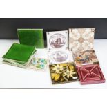 Collection of Antique and Vintage Ceramic Wall Tiles to include Majolica Floral Design, Spanish