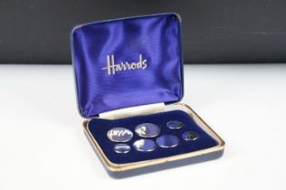 Set of Mid century ‘ Harrods of London ‘ Gentleman’s Seven Stud Set in a Harrods presentation case